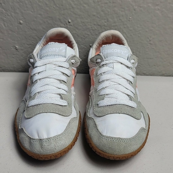 Saucony Bullet Shoes Womens 5.5 Pink White Suede Running Sneakers - Picture 8 of 9